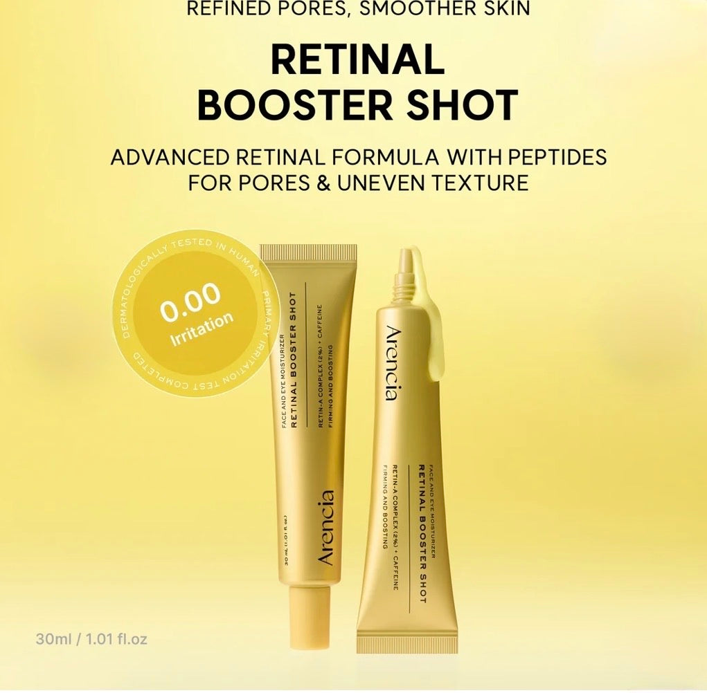 Arencia Retinal Booster Shot,Advanced Retinal & Caffeine Formula for Firm, Pore-Refined Skin, 1.01 fl ozt