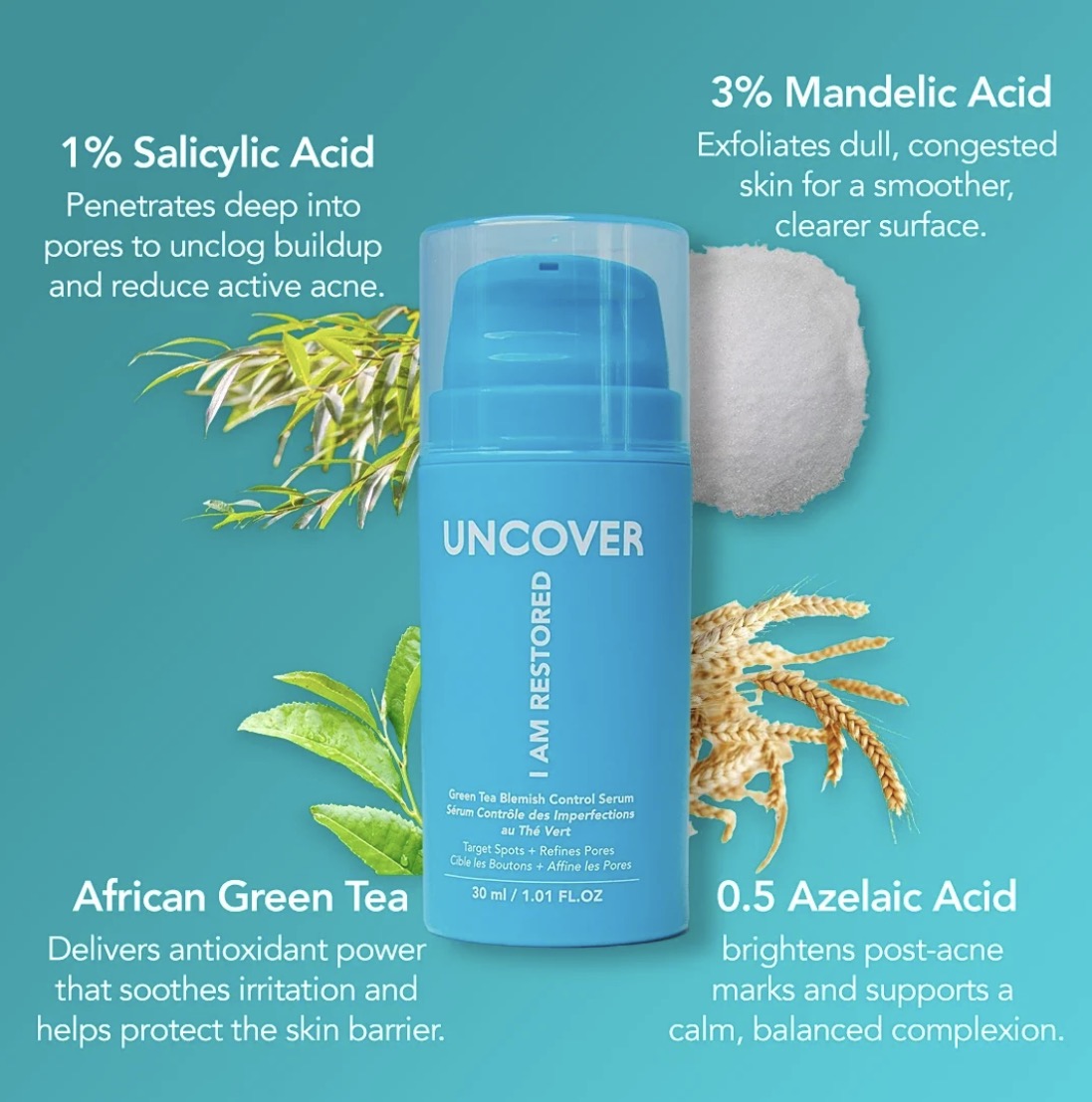 Green Tea Blemish Control Serum (Acne Control) | Uncover Skincare