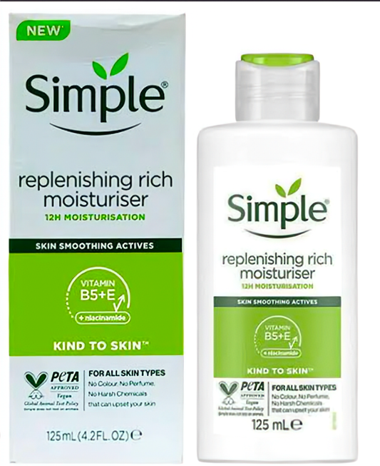 Simple kind to skin Replenishing rich moisturizer 125ml